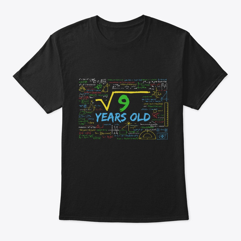 Square Root Of 9 Cool 3rd Birthday Gift  Black T-Shirt Front