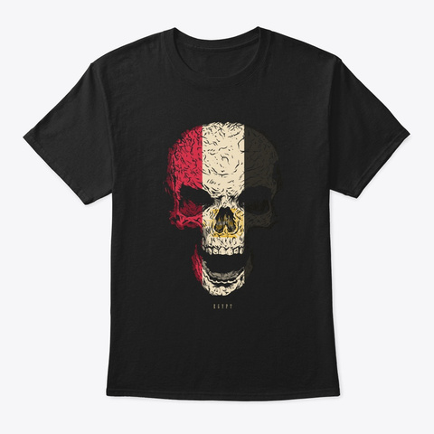 Skull Egypt Flag Skeleton Black T-Shirt Front