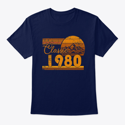 40 Th Birthday Classic 1980 40 Year Aweso Navy T-Shirt Front