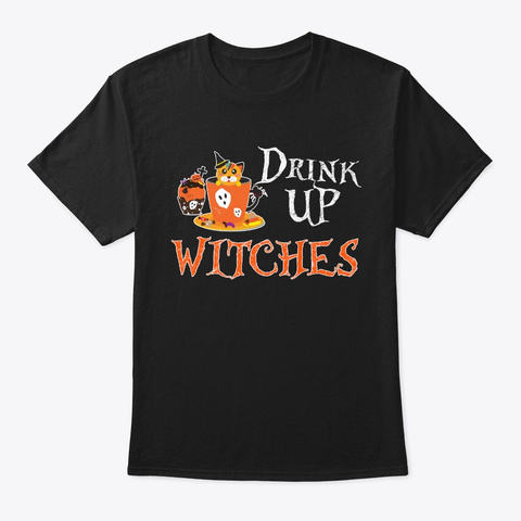 Resting Witch Witchcraft Broom Halloween Black T-Shirt Front