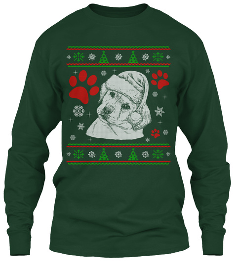 Labrador Ugly Christmas Sweater Forest Green T-Shirt Front