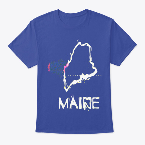 Love Maine State Sketch Usa Art Design Deep Royal T-Shirt Front