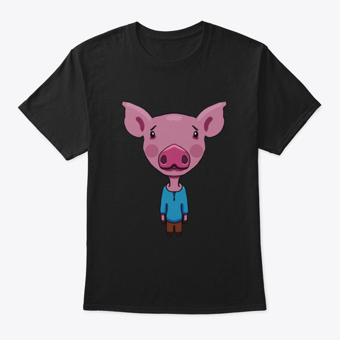Baby Pig Cute Black T-Shirt Front