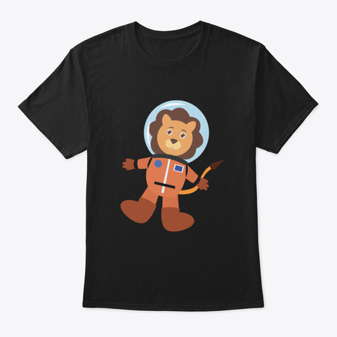 Lion In Space Suit Black áo T-Shirt Front