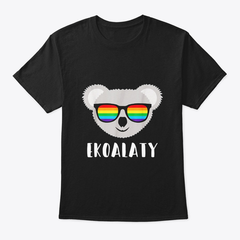 Gay Pride Flag Koala Ekoalaty T Shirt Black T-Shirt Front