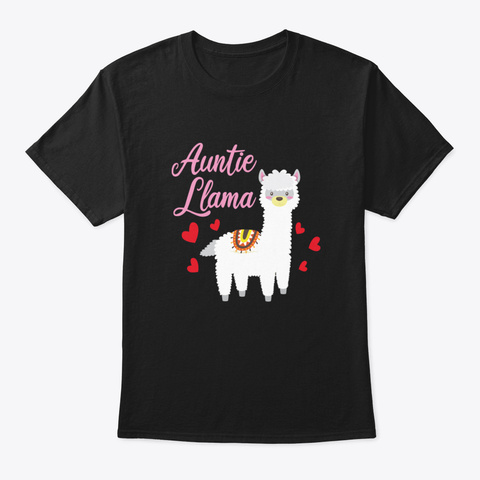 Auntie Llama Funny Llama Black Camiseta Front