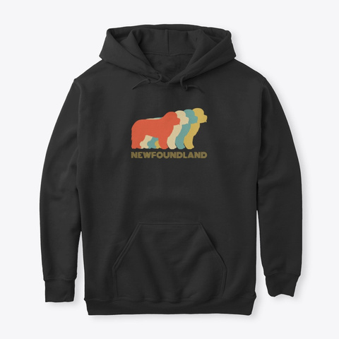 Newfoundland Dog Breed Lover Vintage Black T-Shirt Front