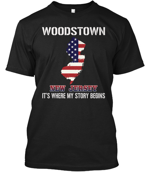 Woodstown Nj   Story Begins Black T-Shirt Front