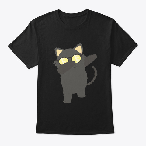 Dabbing Cat Design Black T-Shirt Front