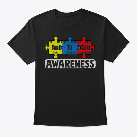 Autism Chemical Element Tshirt Gifts Aut Black Camiseta Front