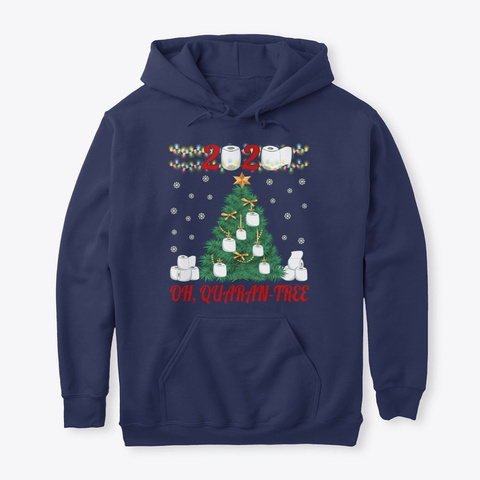 2020 Funny Quarantree Christmas Hoodie Navy T-Shirt Front