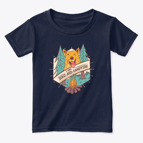 Camping I Love Dogs And Campfire Navy  T-Shirt Front