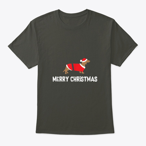 Christmas Dachshund Merry Christmas Smoke Gray T-Shirt Front