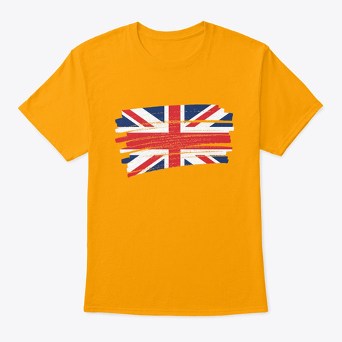 United Kingdom (Uk) Grunge Flag Design Gold T-Shirt Front