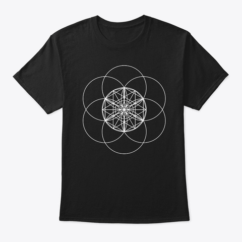 Seed Of Life Sacred Geometry Design Black T-Shirt Front