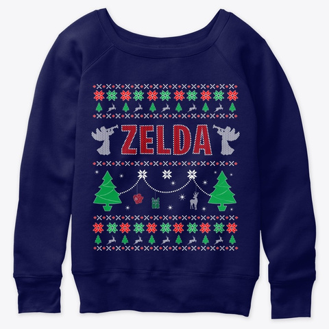 Ugly Xmas Themed Gift For Zelda Navy  T-Shirt Front