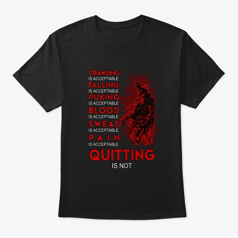 Veteran Quitting Is Not Troops Vets Reme Black T-Shirt Front