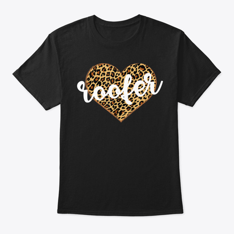 Roofer Leopard Print Heart Cute Gift Black T-Shirt Front
