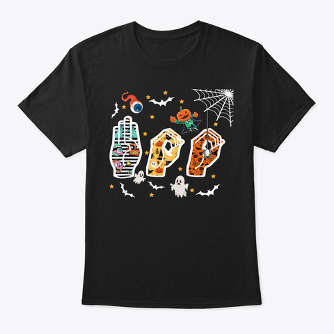 Pride Asl Boo Costume For Halloween Funn Black T-Shirt Front