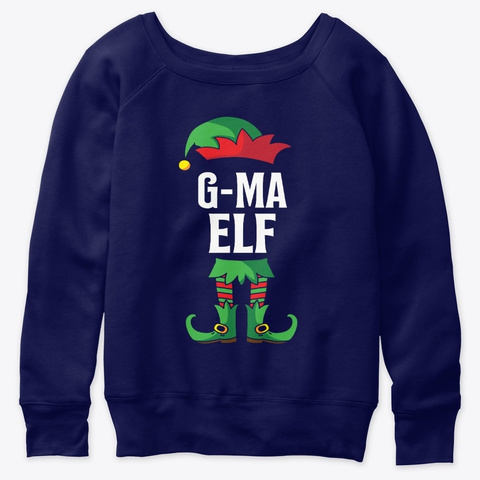 G Ma Elf Costume Family Christmas Navy  T-Shirt Front