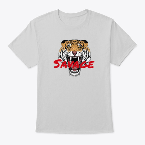 Savage Tiger Light Steel T-Shirt Front