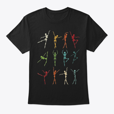 Skeleton Dancing Ballet Halloween Tee Sk Black T-Shirt Front