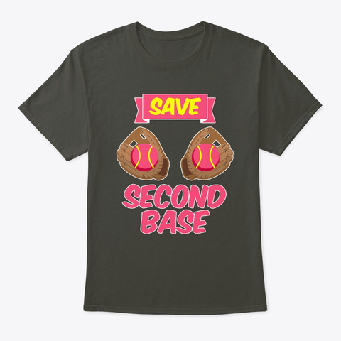 Breast Cancer Awareness Save Second Base Smoke Gray T-Shirt Front