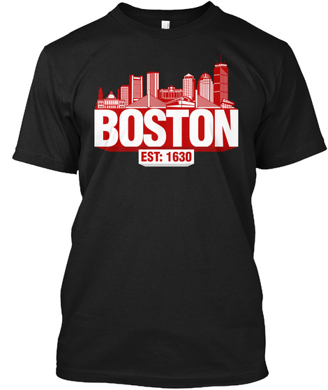 Boston Est: 1630  Black T-Shirt Front