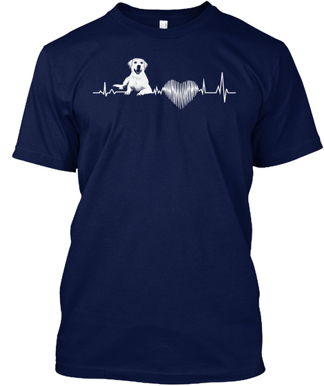 Labrador Heart Beat Navy T-Shirt Front
