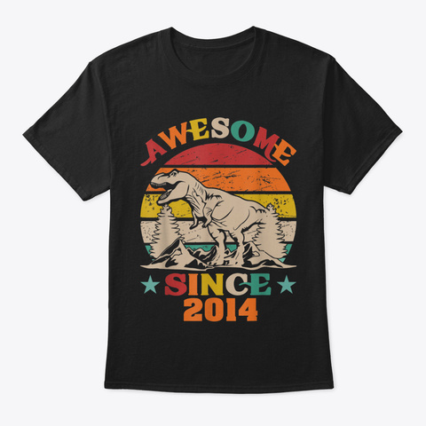 Kids Awesome Since 2014 Star Vintage 5 Y Black T-Shirt Front