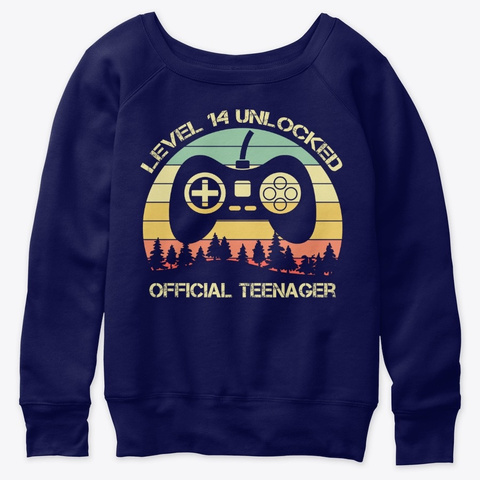 Level 14 Unlocked Official Teenager Navy  Kaos Front