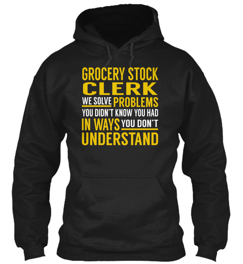 Grocery Stock Clerk Black T-Shirt Front