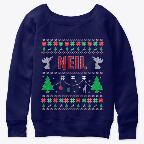 Ugly Christmas Themed Gift For Neil Navy  T-Shirt Front