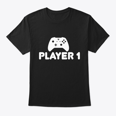 Player 1 & Player 2 Matching Set Black T-Shirt Front