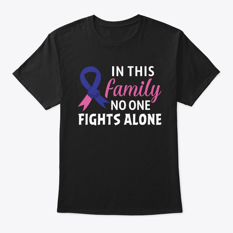 Family No One Fights Alone Thyroid Black T-Shirt Front