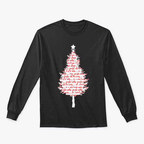 Jingle Bells Christmas Tree   Red And Wh Black T-Shirt Front