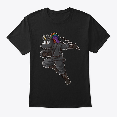 Ninja Unicorn | Mythical Martial Arts Black T-Shirt Front