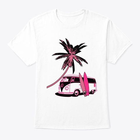 Van And Palm Surfer Girl Shirt White T-Shirt Front