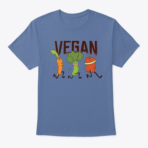 Vegan Vegetables In Progress Denim Blue T-Shirt Front