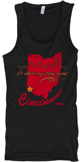 It's Where My Story Begins Cincinnati Ohio Black T-Shirt Front