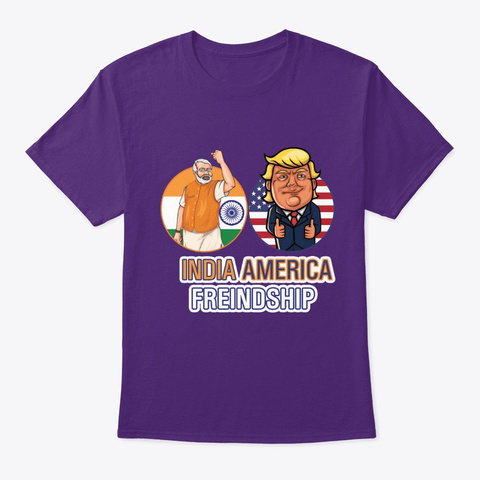 India America Friendship Purple T-Shirt Front