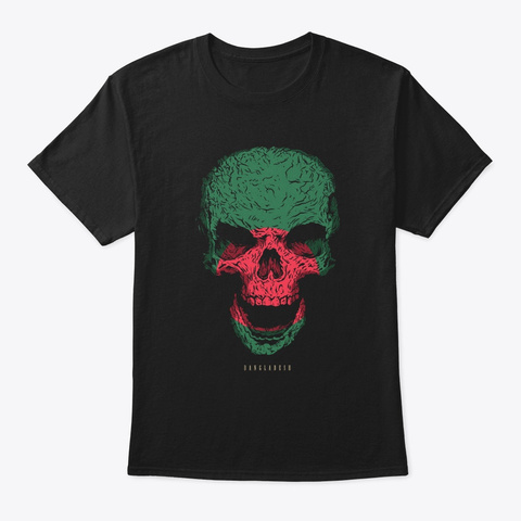 Skull Bangladesh Flag Skeleton Black T-Shirt Front