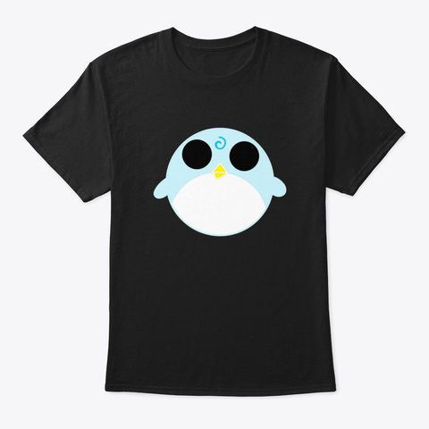Cute Penguin Black T-Shirt Front