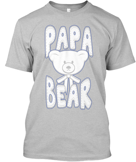Papa Bear Light Heather Grey  T-Shirt Front