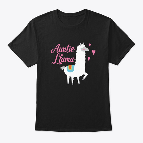 Auntie Llama Funny Llama Aunt Black T-Shirt Front
