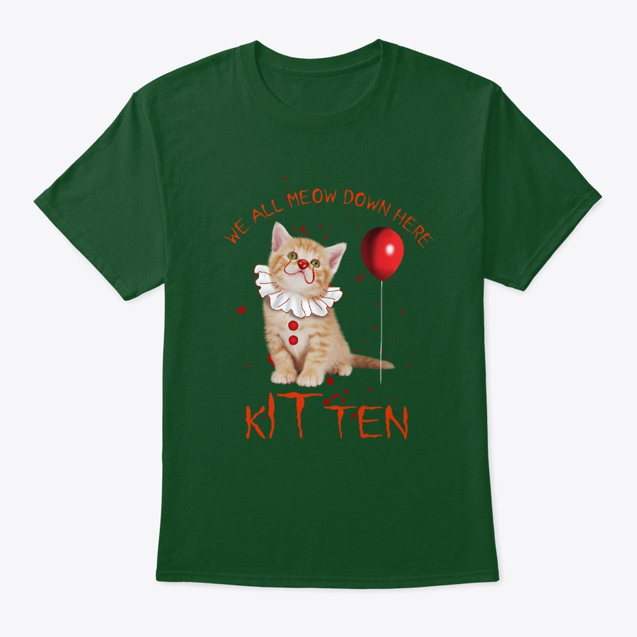 We All Meow Down Here Clown Cat Kitten Unisex Tshirt