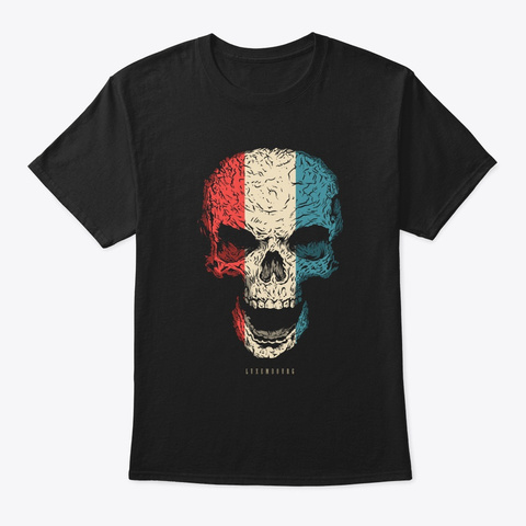 Skull Luxembourg Flag Skeleton Black T-Shirt Front