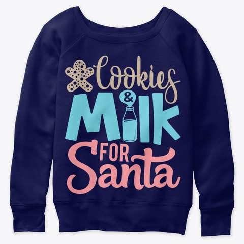 Cookies & Milk For Santa Holiday Apparel Navy  T-Shirt Front