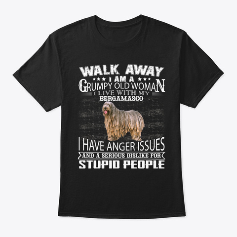 Bergamasco Dog Walk Away Black áo T-Shirt Front