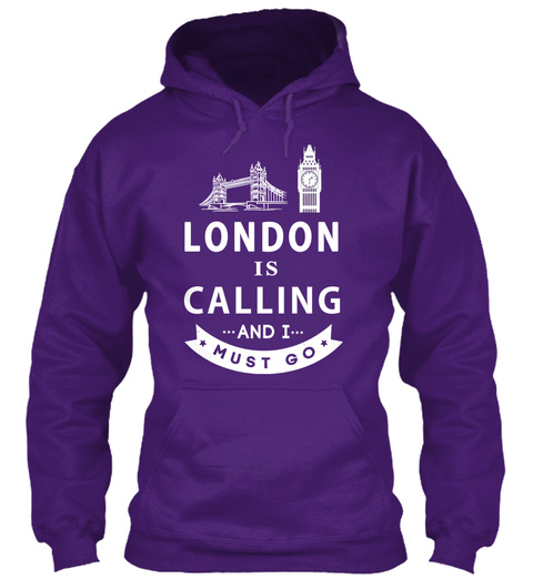 London Is Calling And I Must Go  Purple T-Shirt Front